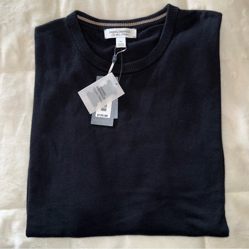 Cashmere Blend Sweater by Cremieux Signature Label - Black. Size XL